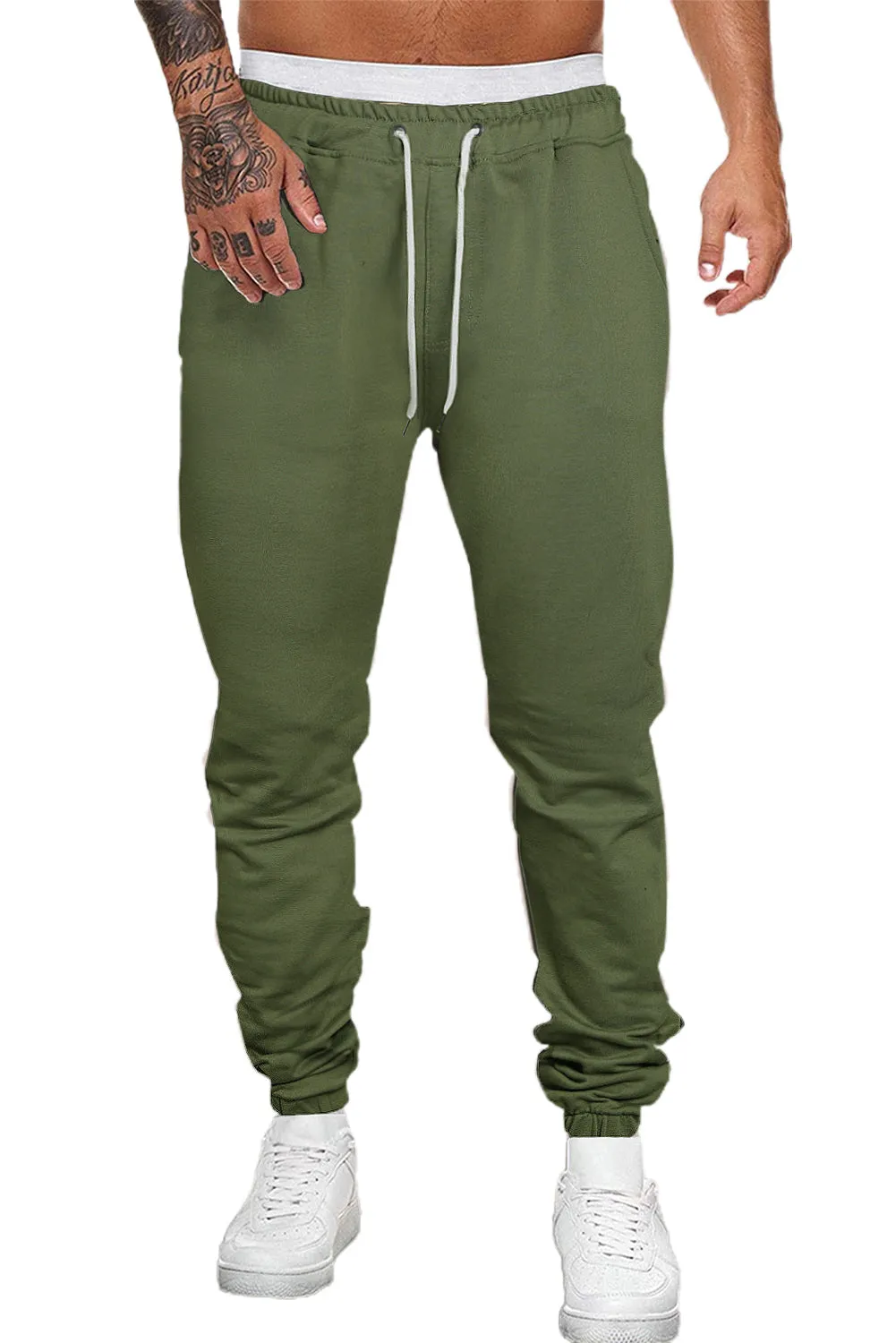 Men's Solid Color Drawstring Elastic Waist Joggers