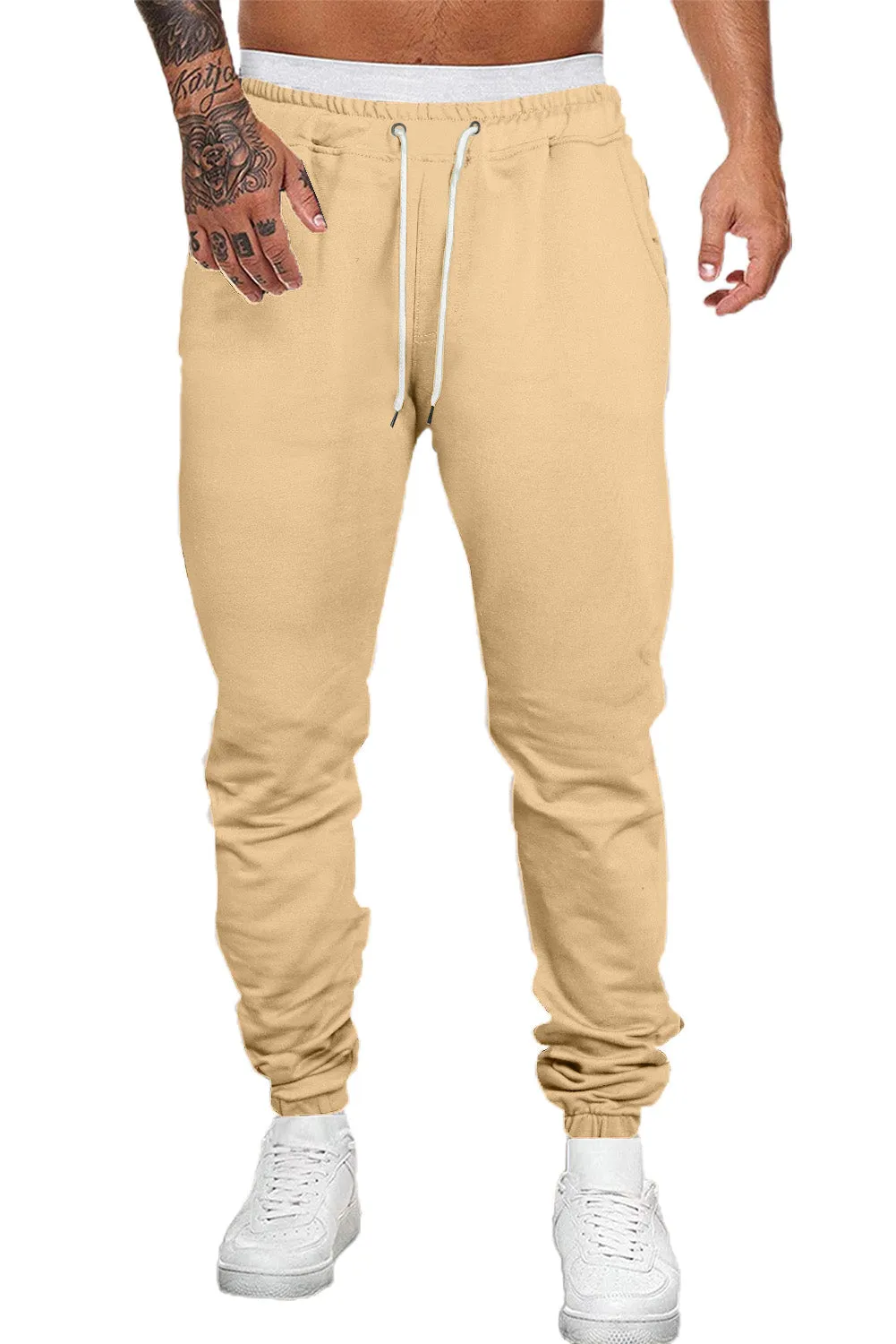 Men's Solid Color Drawstring Elastic Waist Joggers