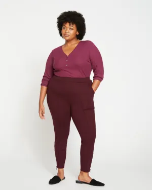 Moro Pintuck Pocket Ponte Pants - Plum