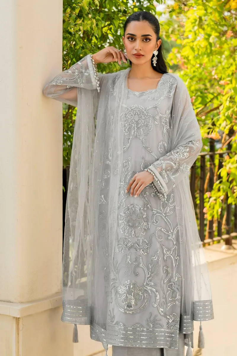 Natasha Kamal - Ellie - grey sequins - Net lined with crepe de chin - 3 Piece