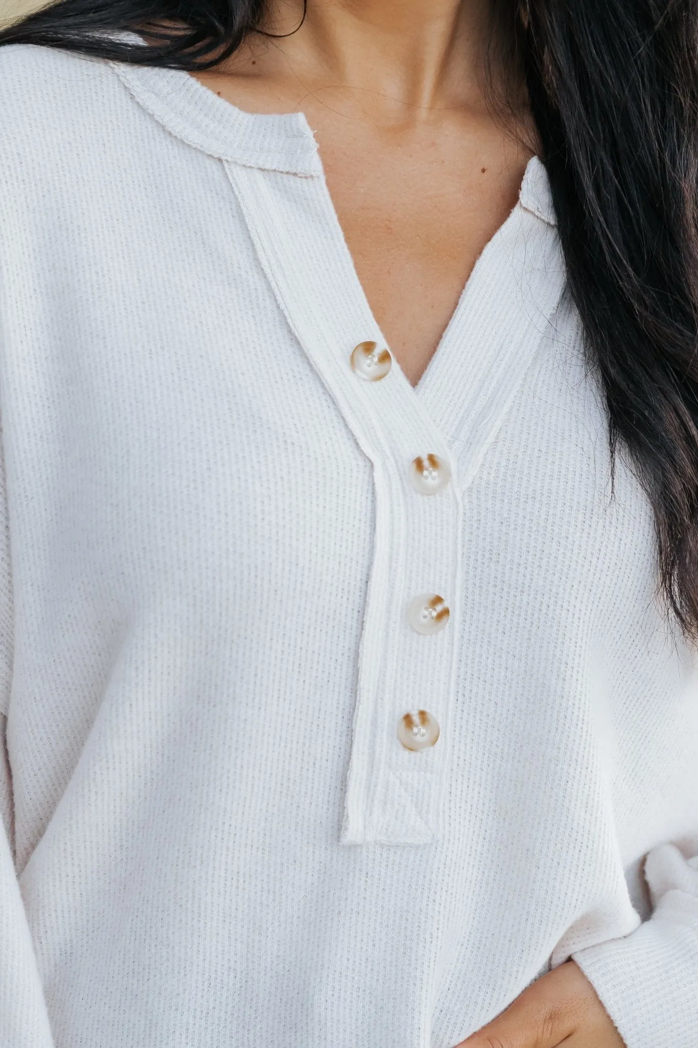 Oatmeal Seam Detail Button Up Top - FINAL SALE