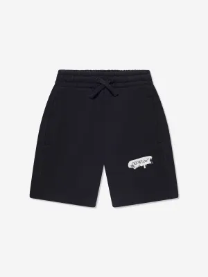 Off-White Boys Paint Graphic Sweat Shorts in Black