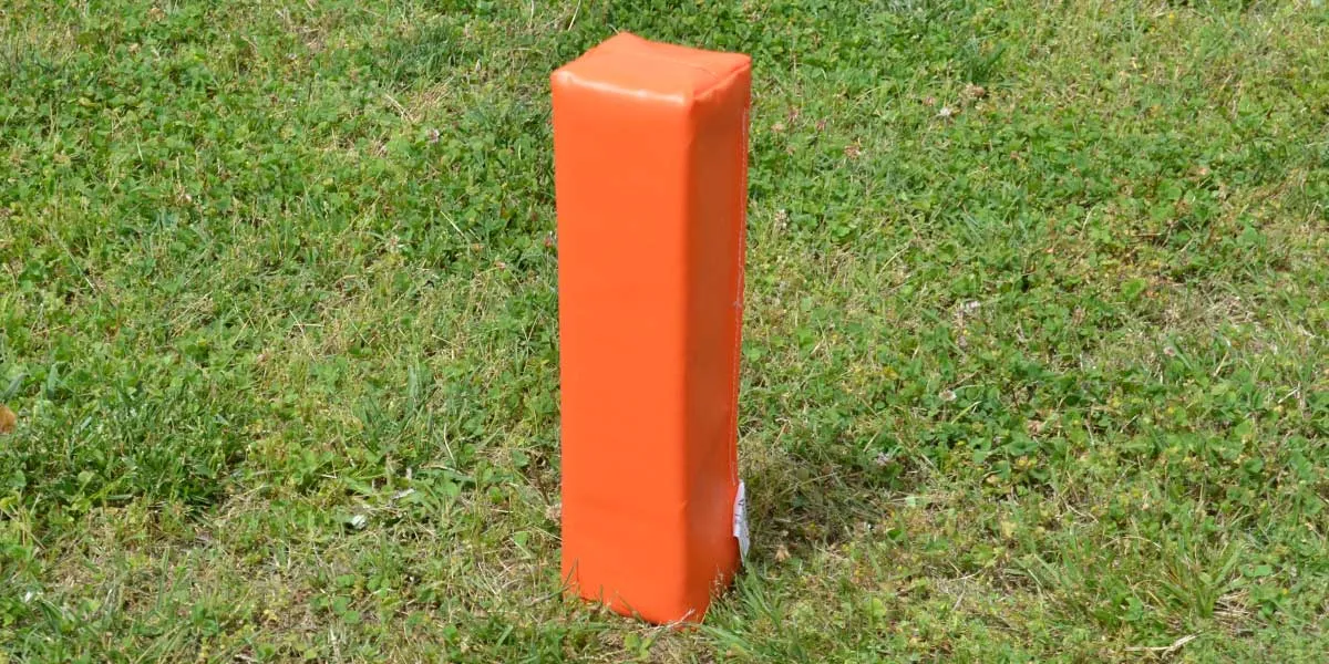 Official Size Economy Football Pylon Markers – Set of 4 Durable Sand-Filled End Zone Markers (Orange)