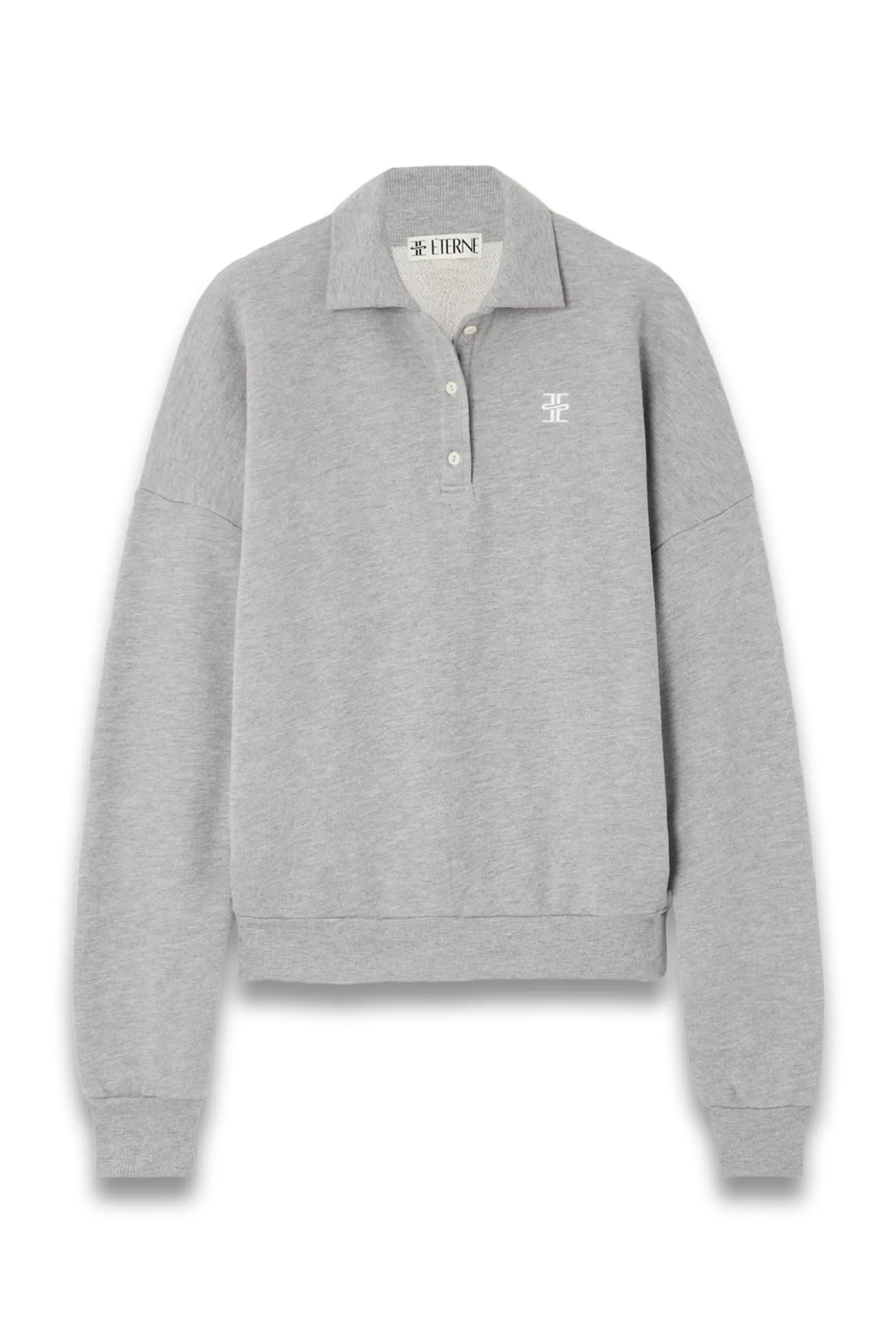 Oversized Embroidered Cotton and Modal-blend Jersey Polo Sweatshirt