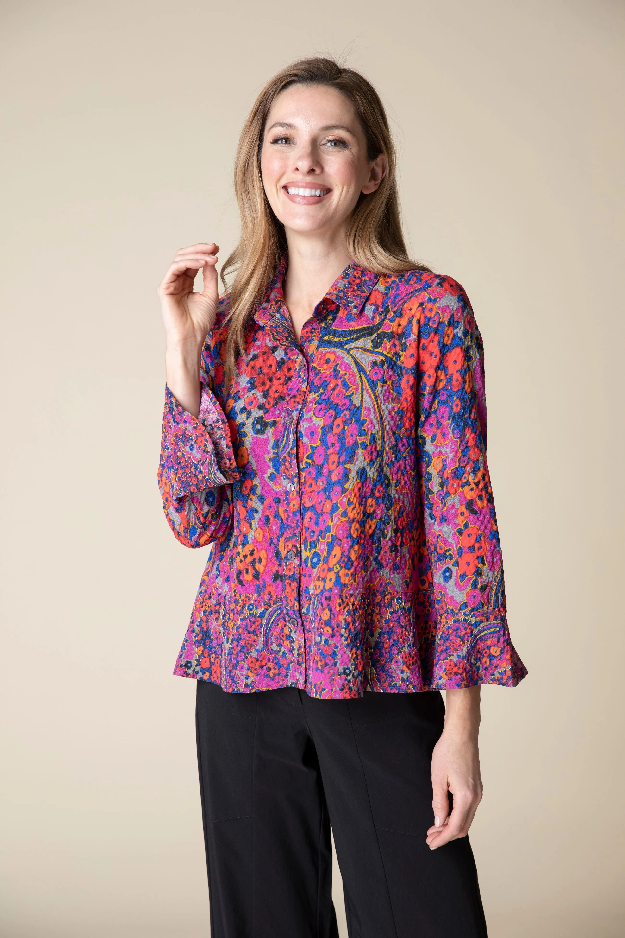 Paisley Ruffle Hem Blouse