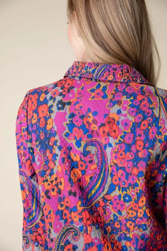 Paisley Ruffle Hem Blouse