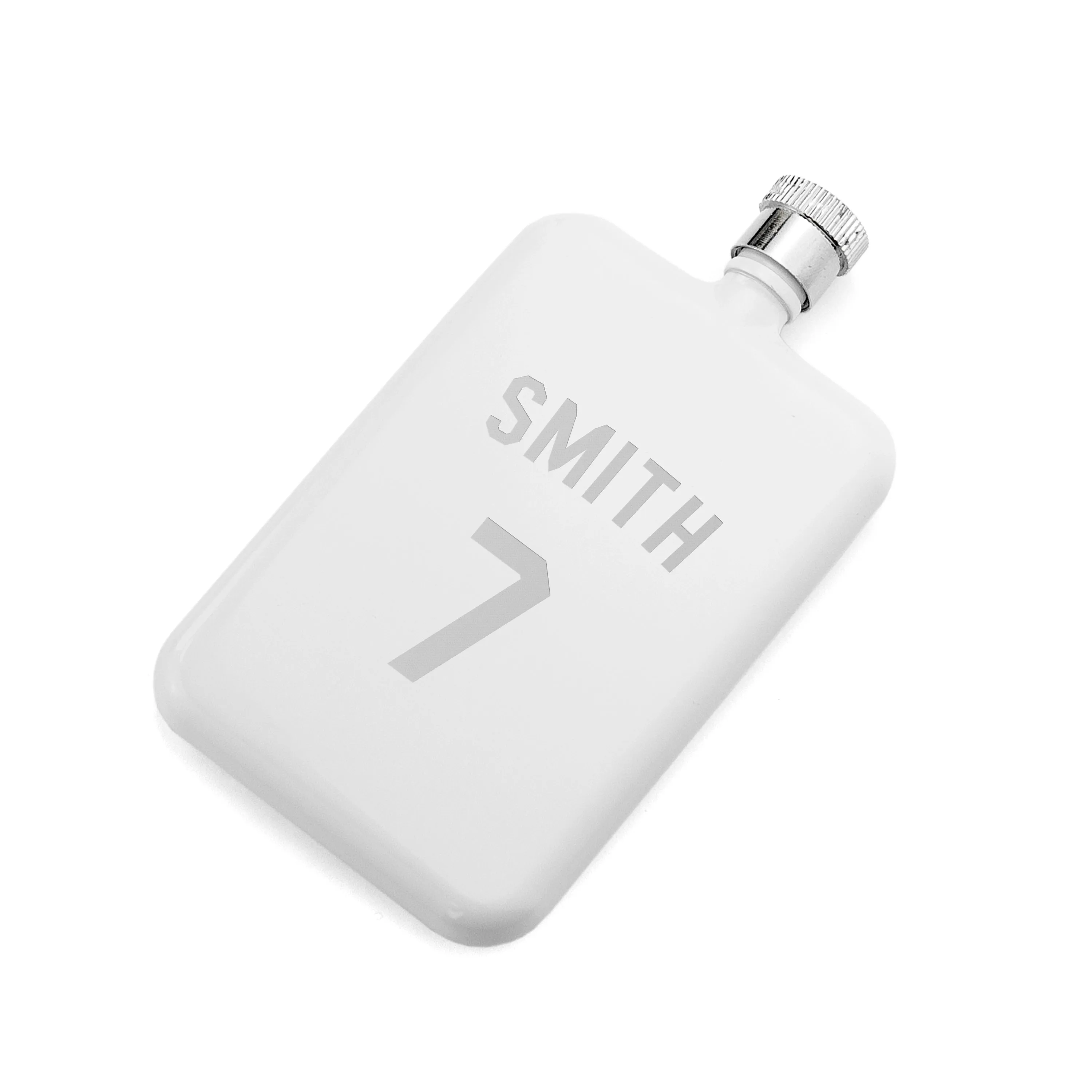 Personalised White Slimline Football Shirt Hip Flask