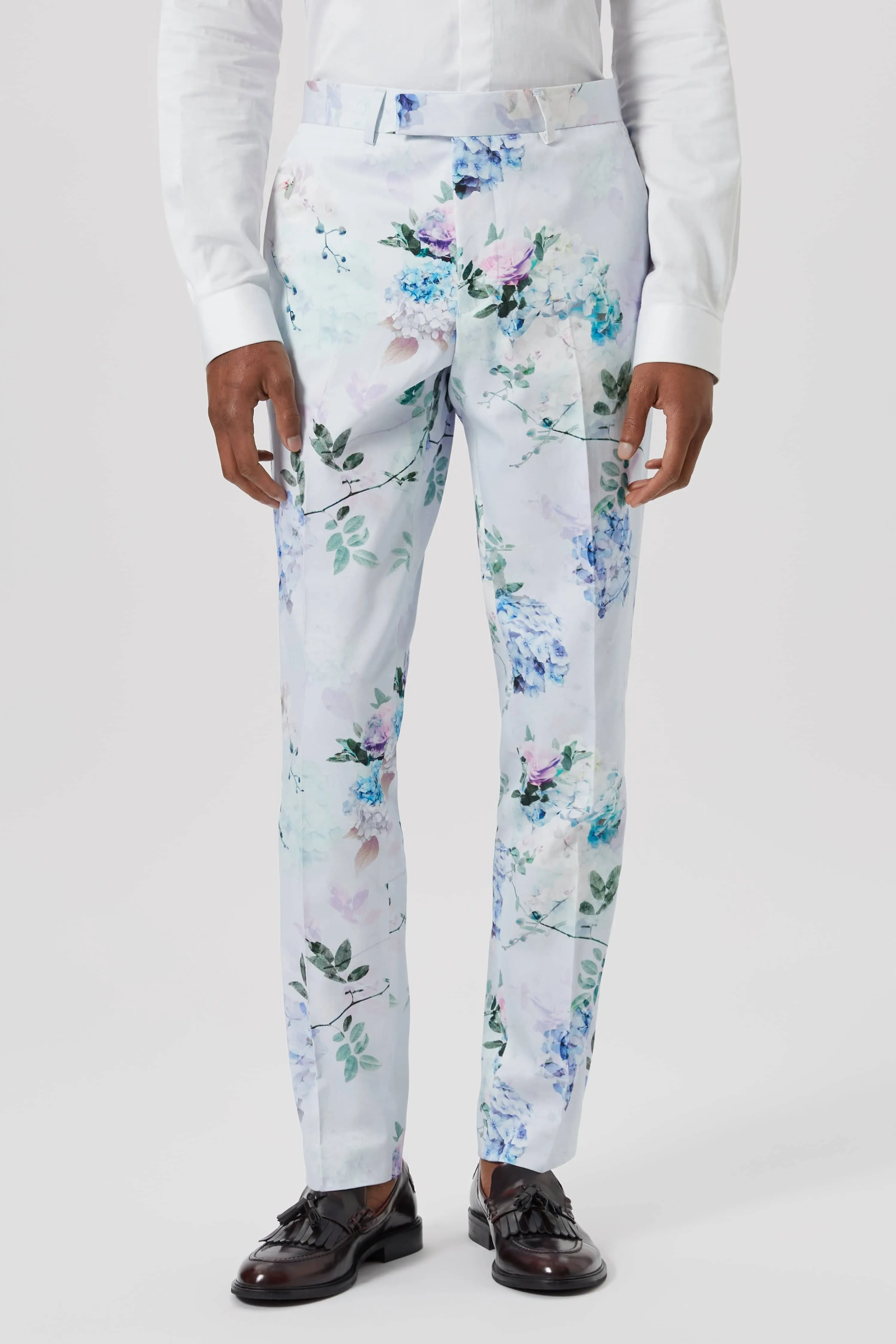 Pickhurst Skinny Fit Blue Floral Cotton Suit