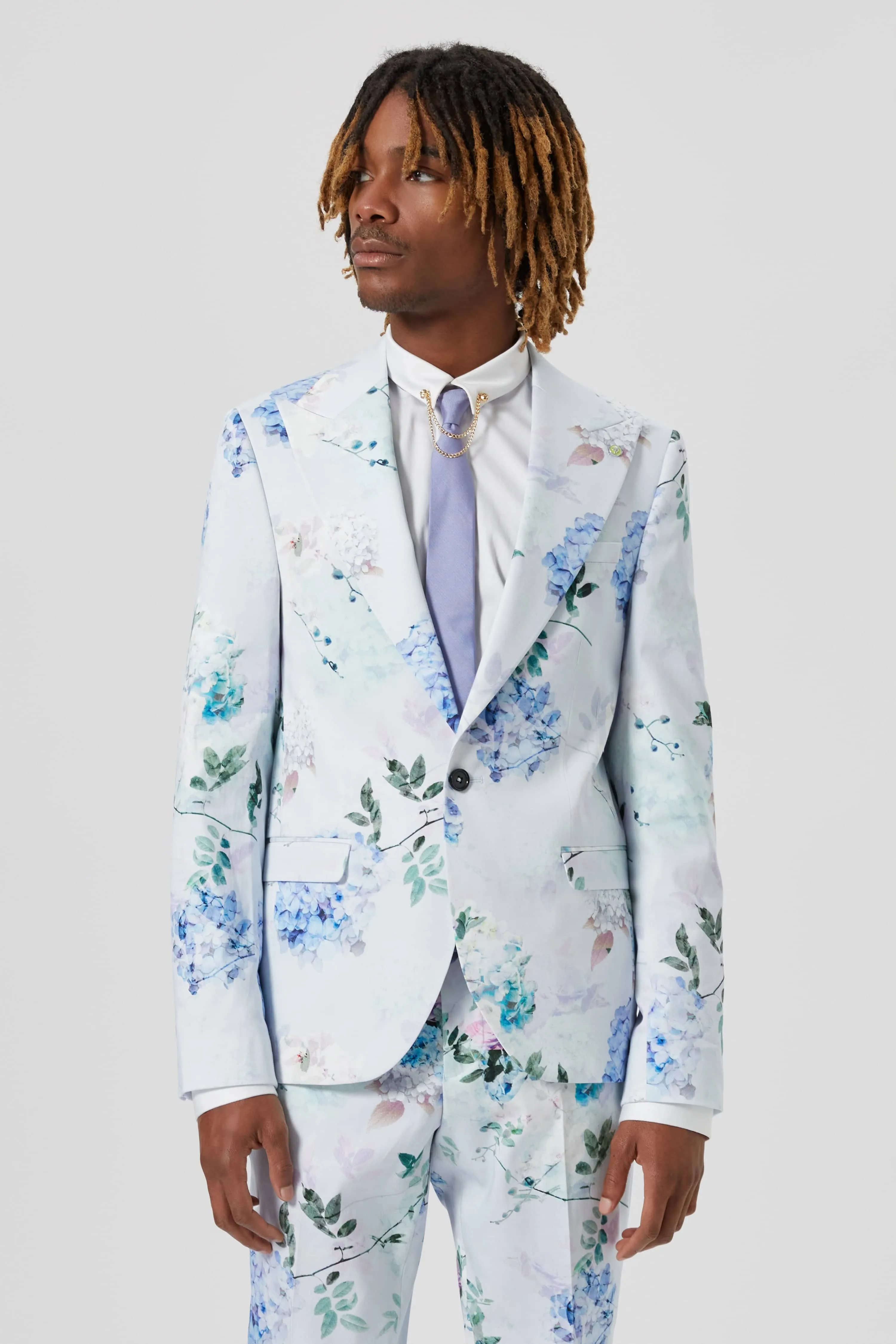 Pickhurst Skinny Fit Blue Floral Cotton Suit