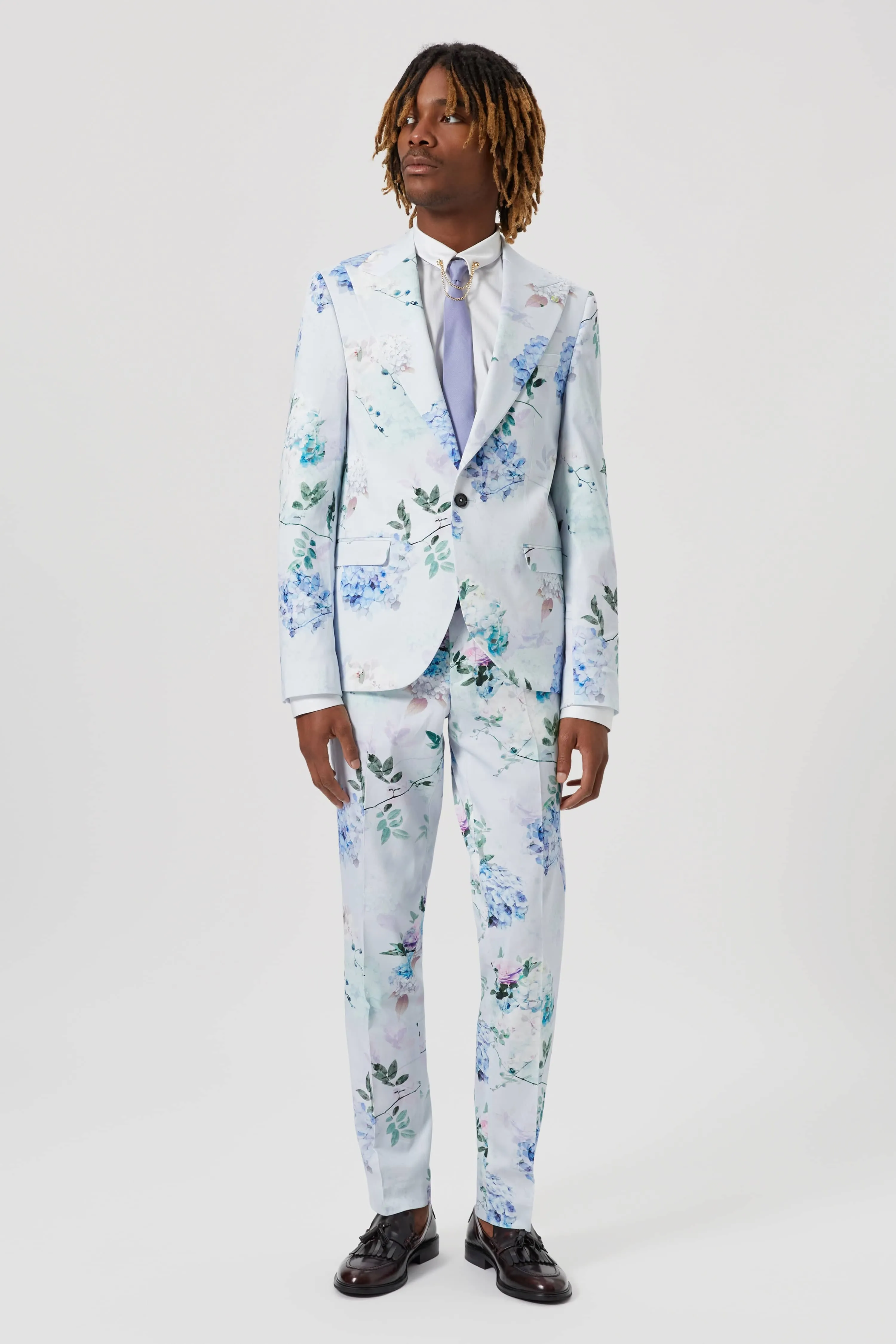 Pickhurst Skinny Fit Blue Floral Cotton Suit