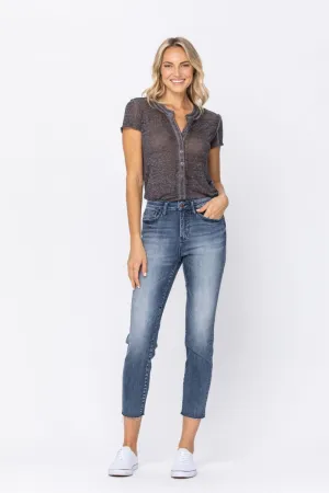 Raw Hem High Waist Relaxed Fit Jeans