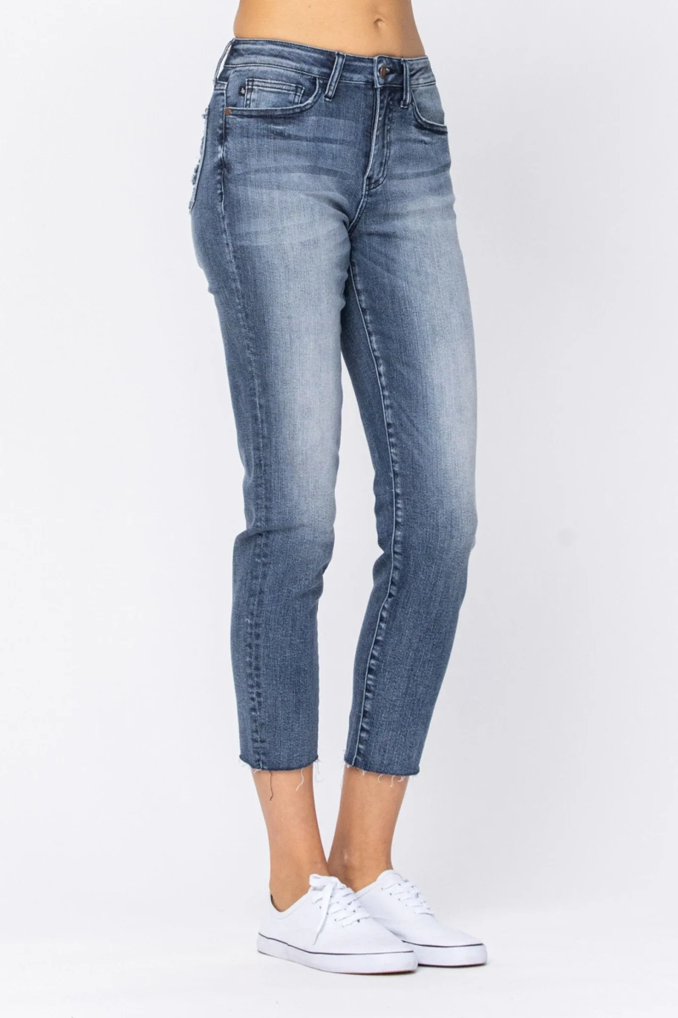 Raw Hem High Waist Relaxed Fit Jeans