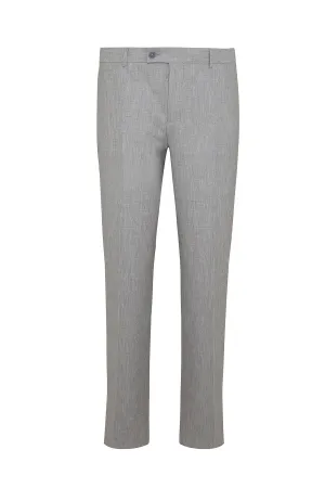 Regular Fit High Waist Gray Melange Wool Dress Pants