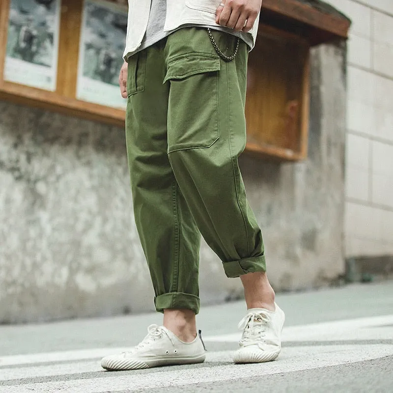 Retro Military Loose Casual with Big Pocket Style Men Pants