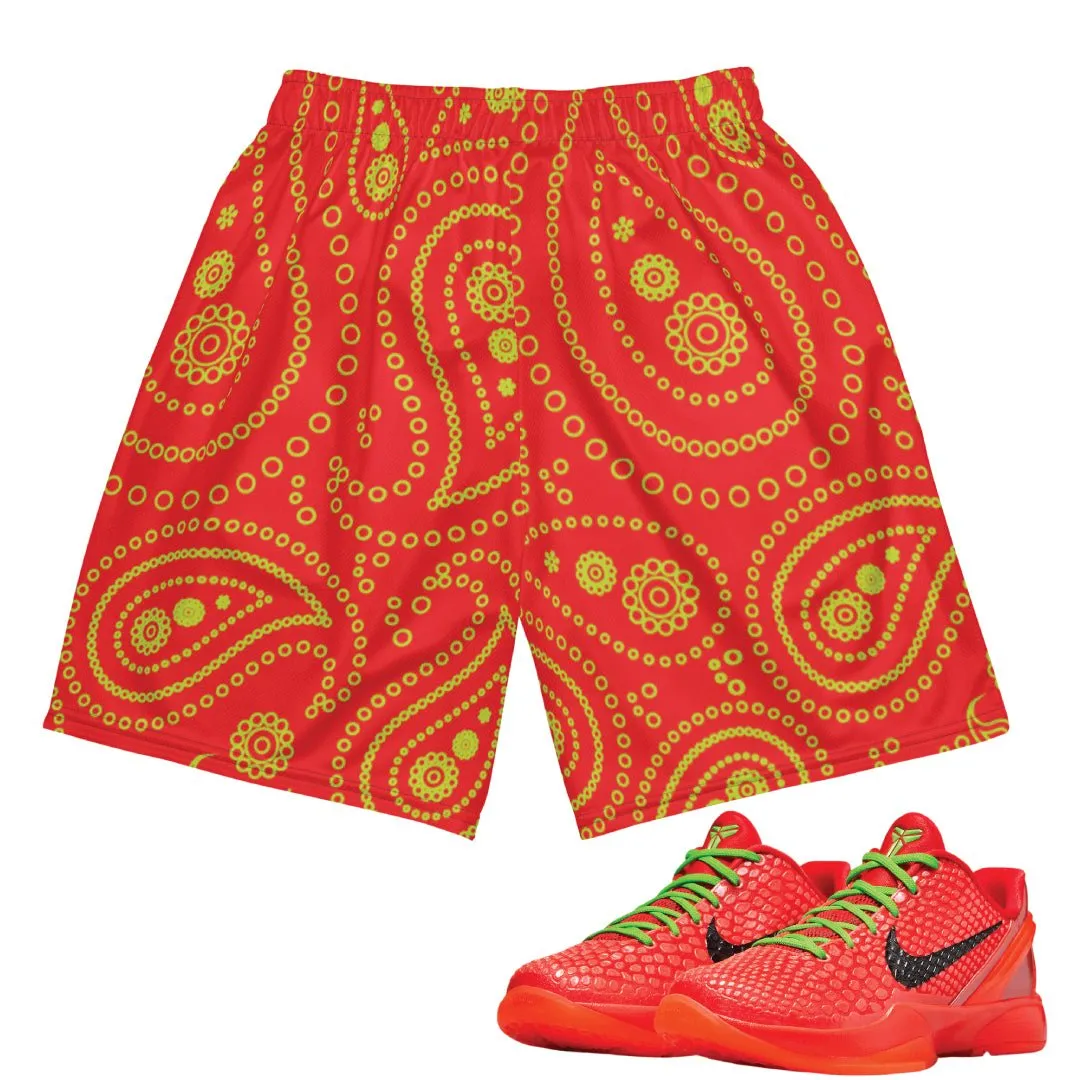 Reverse Grinch Protro Paisley Basketball Mesh Shorts