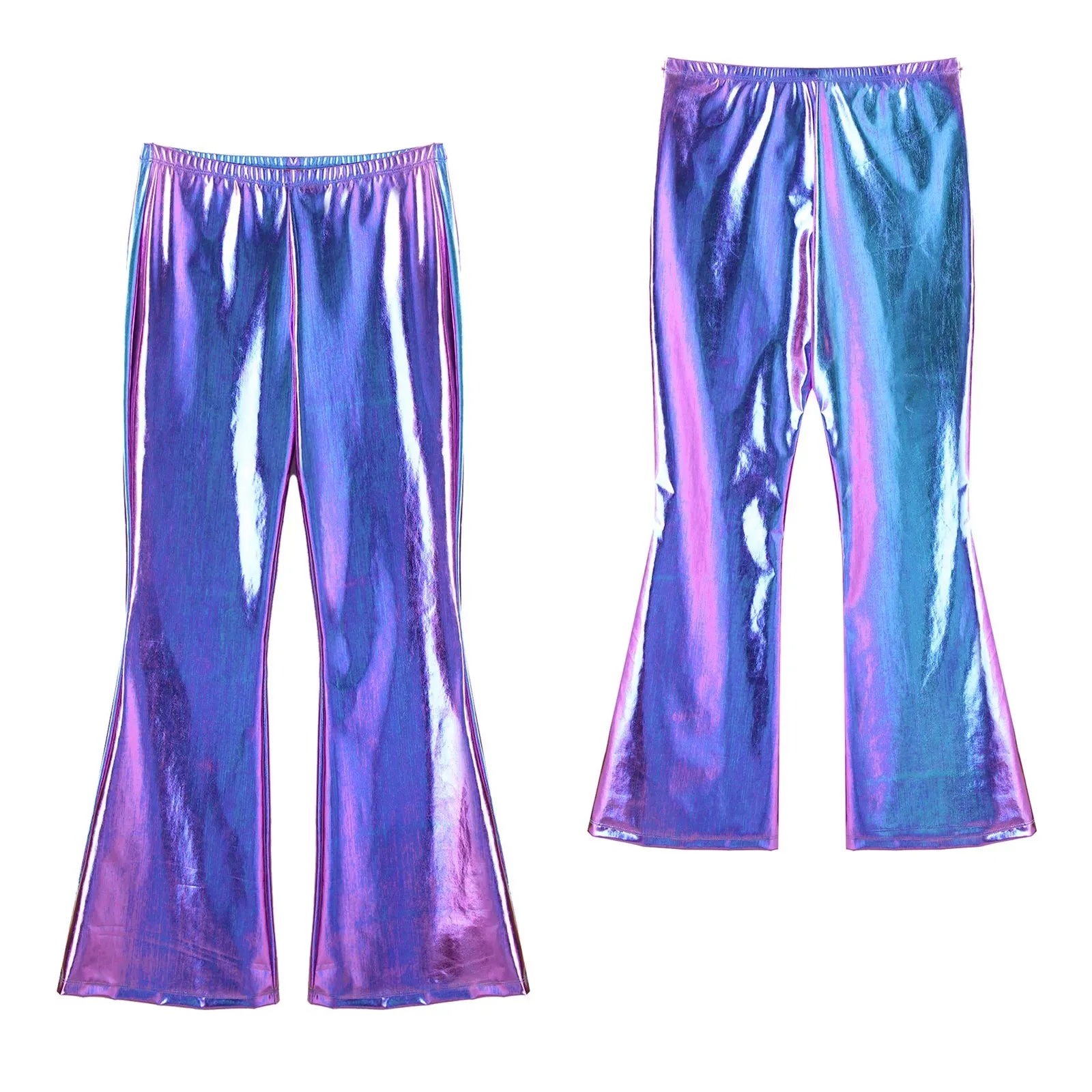 Shiny Metallic Disco Flare Pants