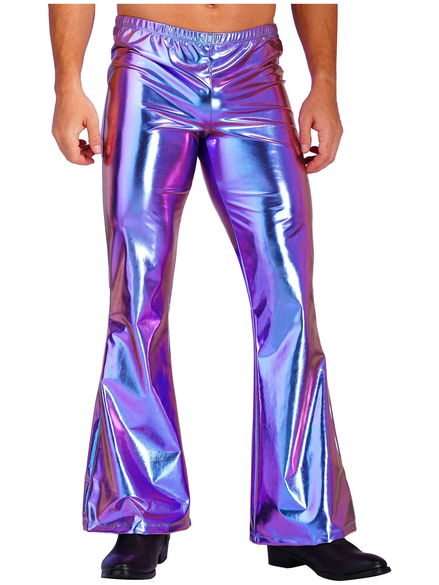 Shiny Metallic Disco Flare Pants