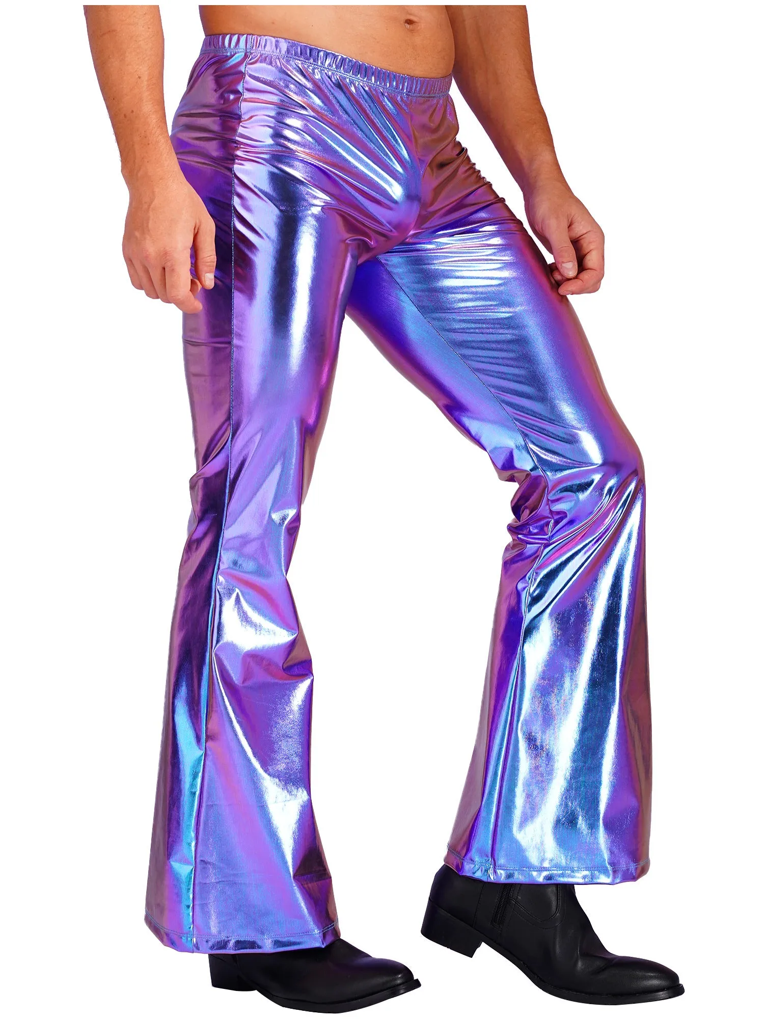 Shiny Metallic Disco Flare Pants