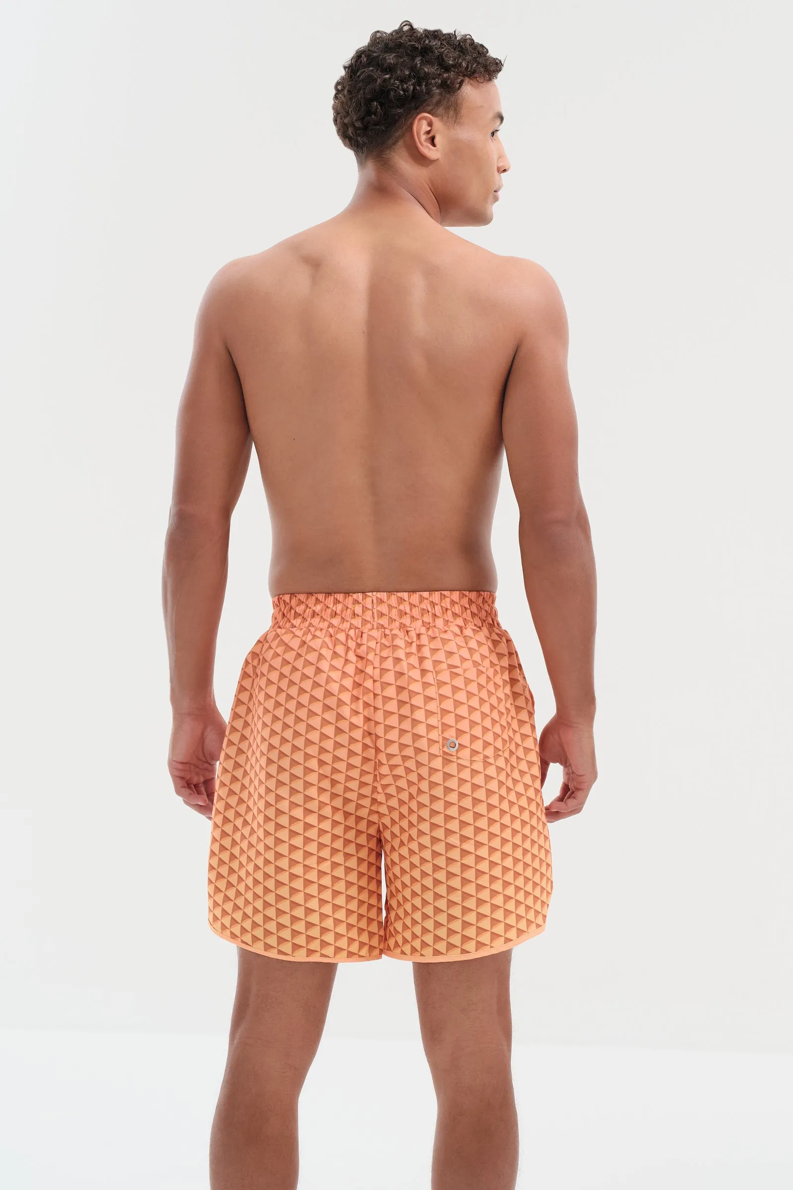 Signature Monogram Play Button Swim Shorts - Orange