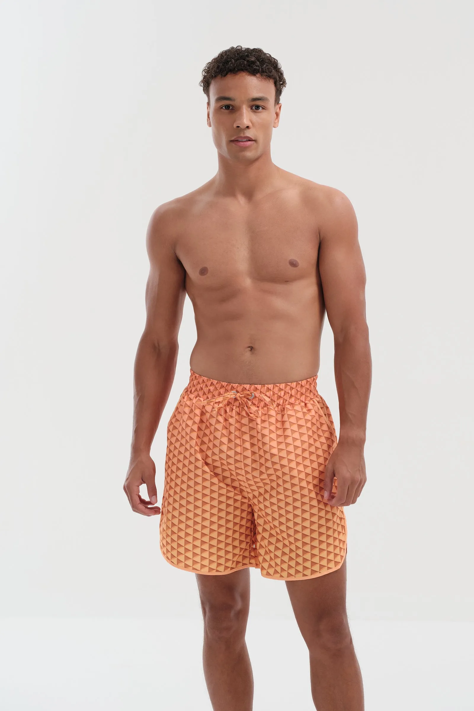 Signature Monogram Play Button Swim Shorts - Orange