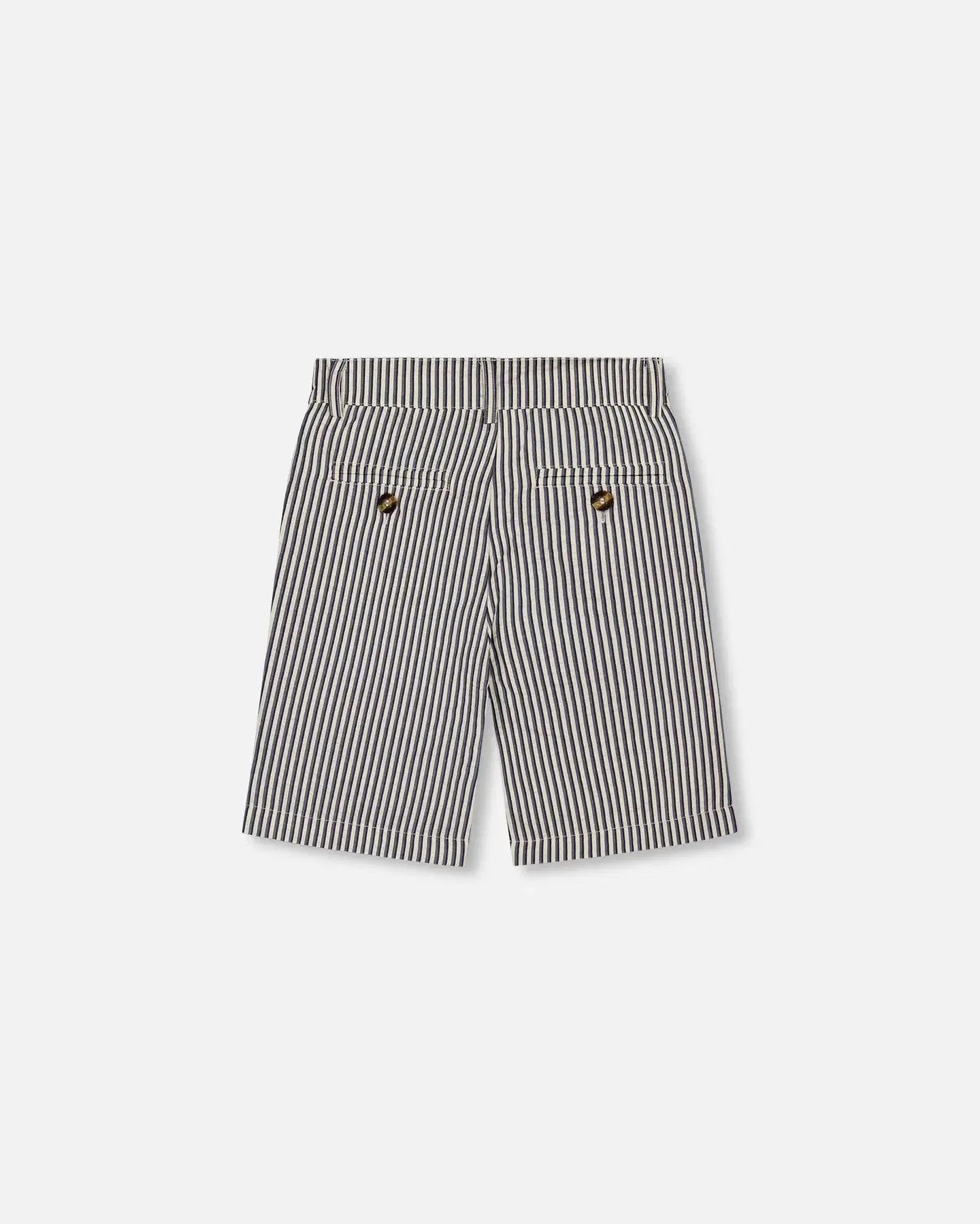 Slant Pocket Bermuda Shorts Navy Blue Striped