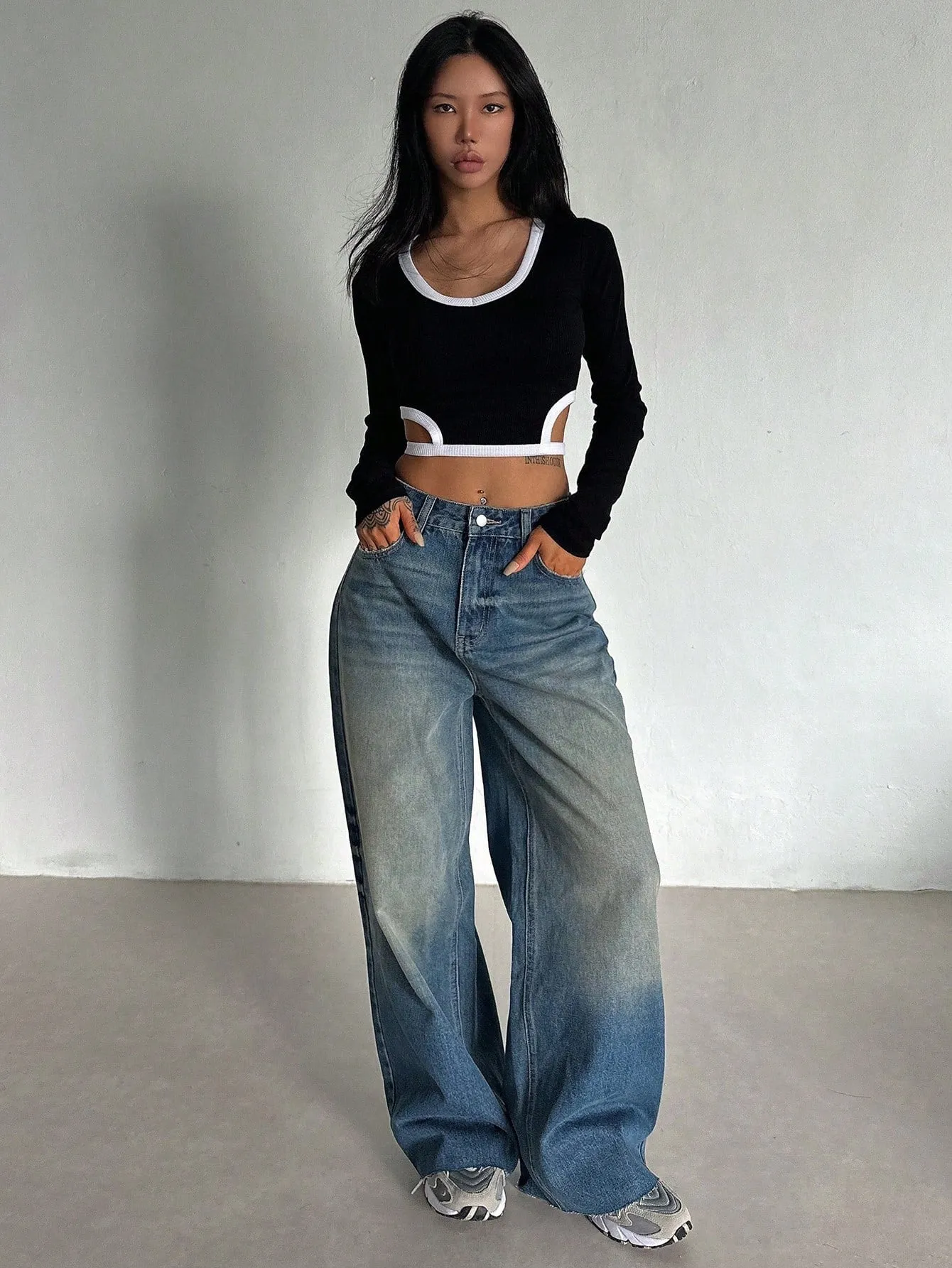 Stale Blue Baggy Wide Leg Jeans