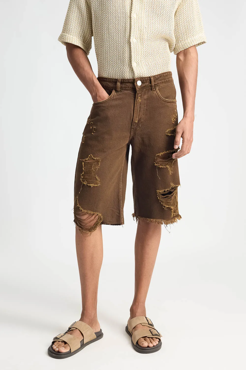 Tan Denim Men's Shorts