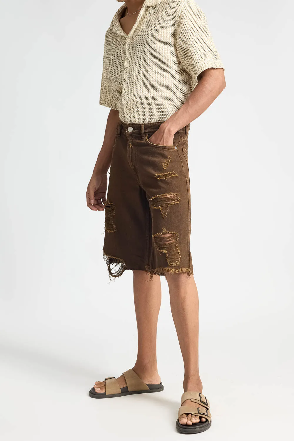 Tan Denim Men's Shorts