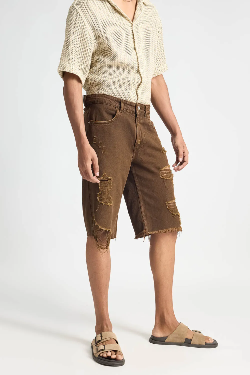 Tan Denim Men's Shorts