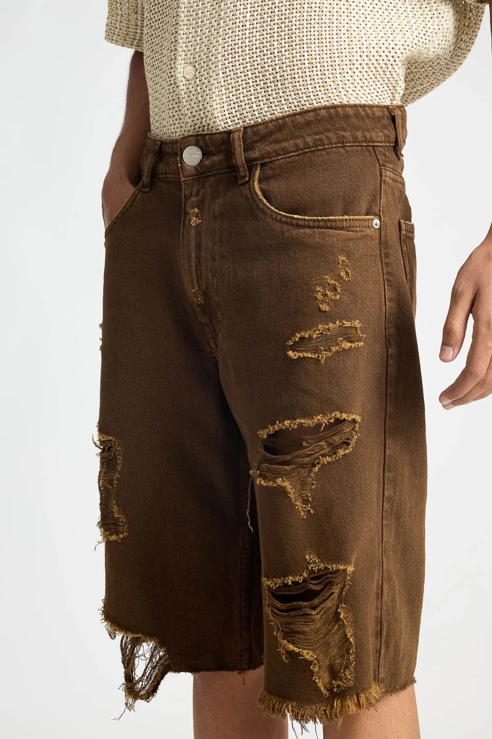 Tan Denim Men's Shorts