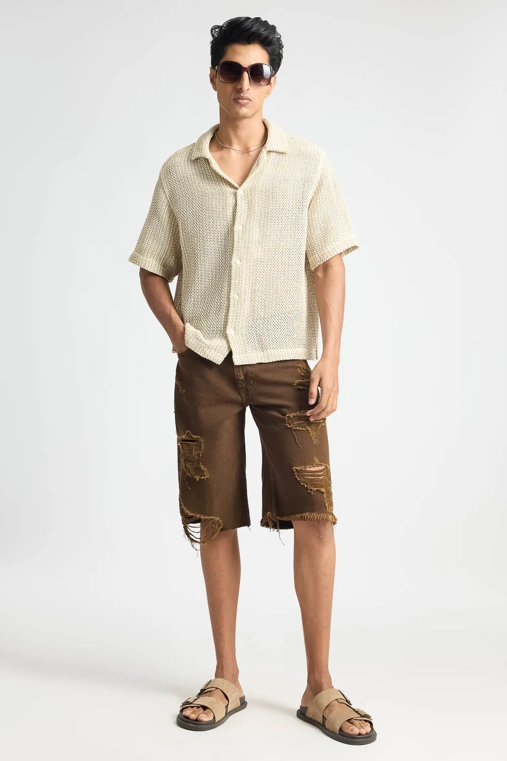 Tan Denim Men's Shorts