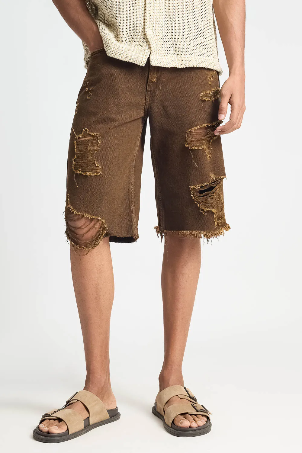 Tan Denim Men's Shorts