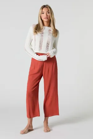 Textured Flowy Cropped Pant