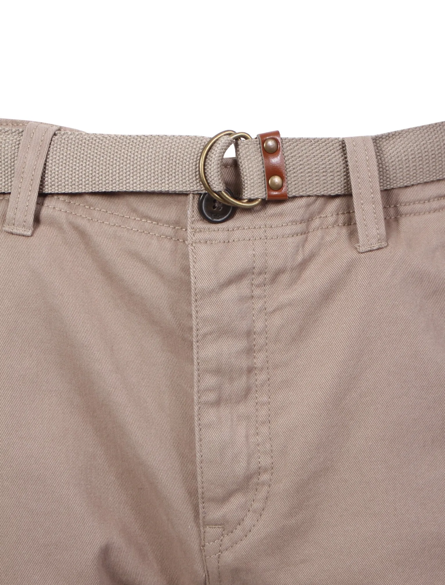 Tokyo Laundry Cotton Shorts with Belt in Stone