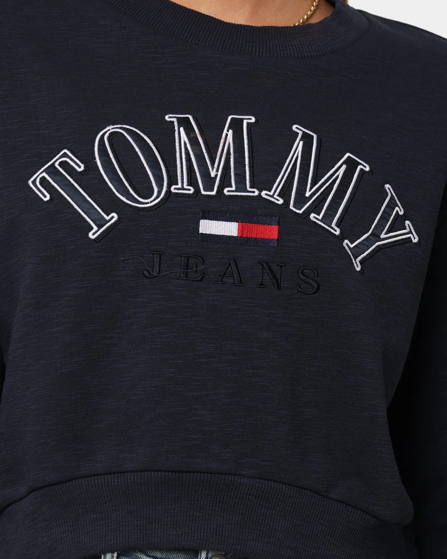 Tommy Jeans Women's Crop College Logo Sweatshirt Twilight Navy