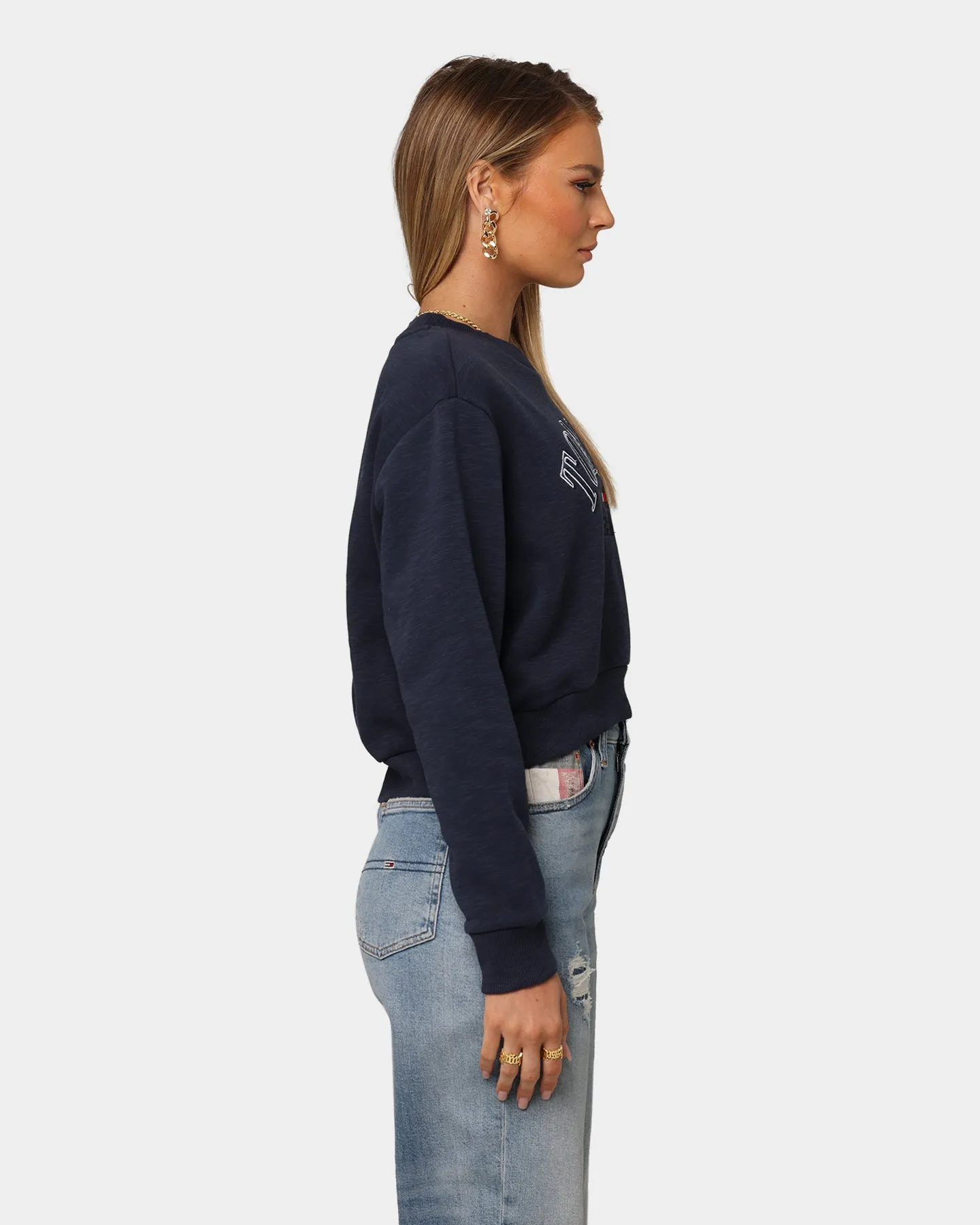 Tommy Jeans Women's Crop College Logo Sweatshirt Twilight Navy