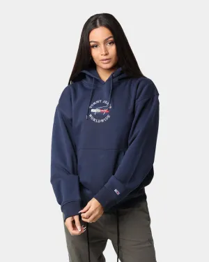 Tommy Jeans Women's Relaxed Timeless Signature Logo Hoodie Twilight Navy