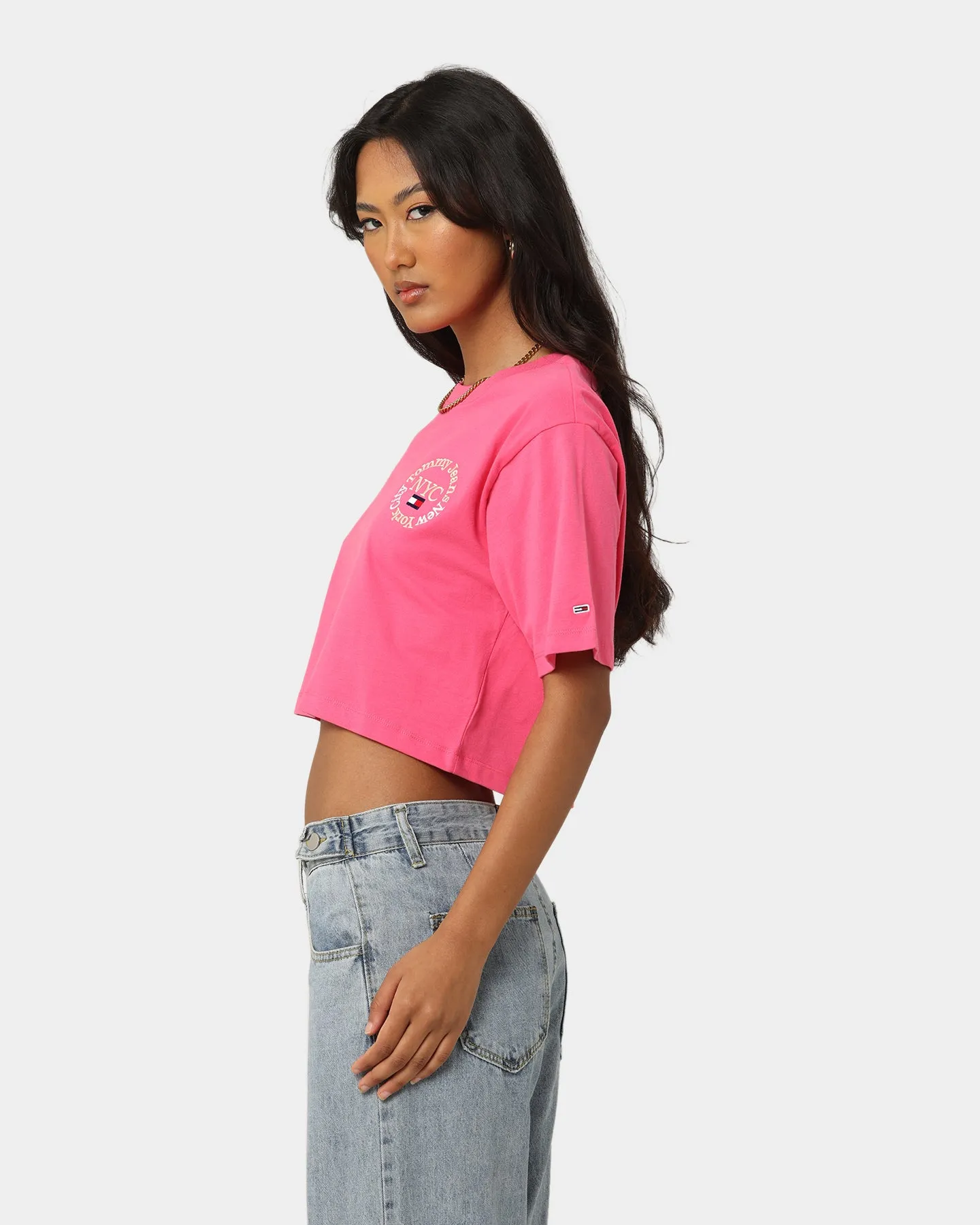 Tommy Jeans Women's Super Crop Timeless Circle Pink Alert