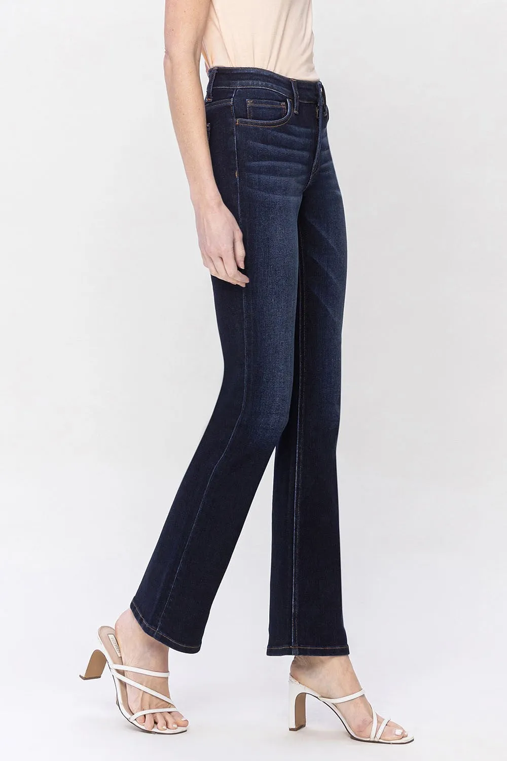 VERVET by Flying Monkey HIGH RISE RHINESTONE DETAIL SLIM WIDE JEANS Aileeah