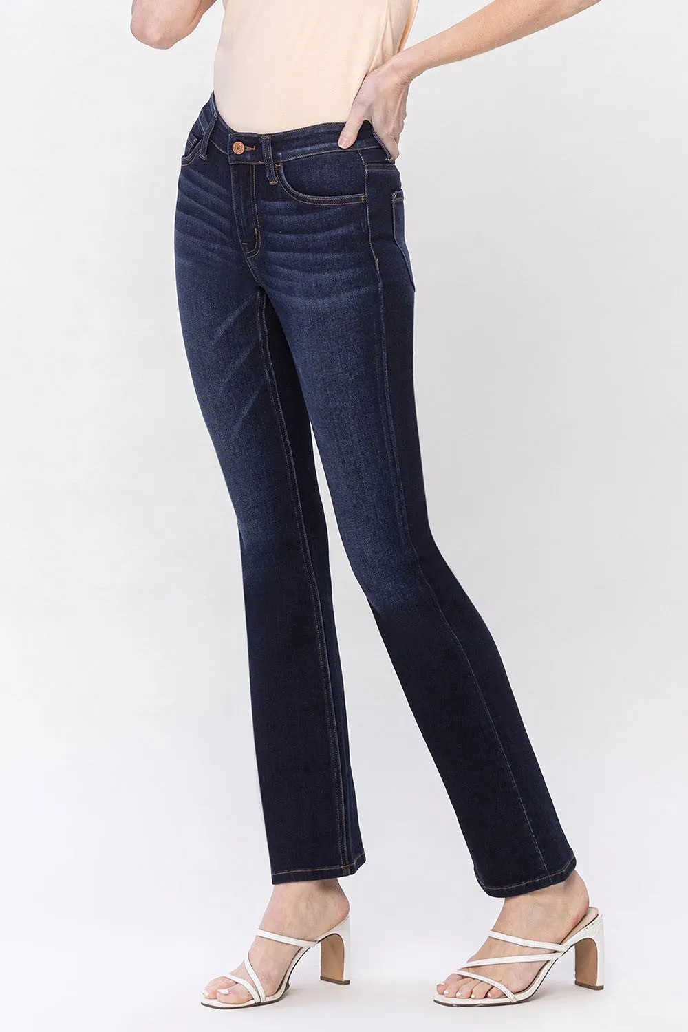 VERVET by Flying Monkey HIGH RISE RHINESTONE DETAIL SLIM WIDE JEANS Aileeah