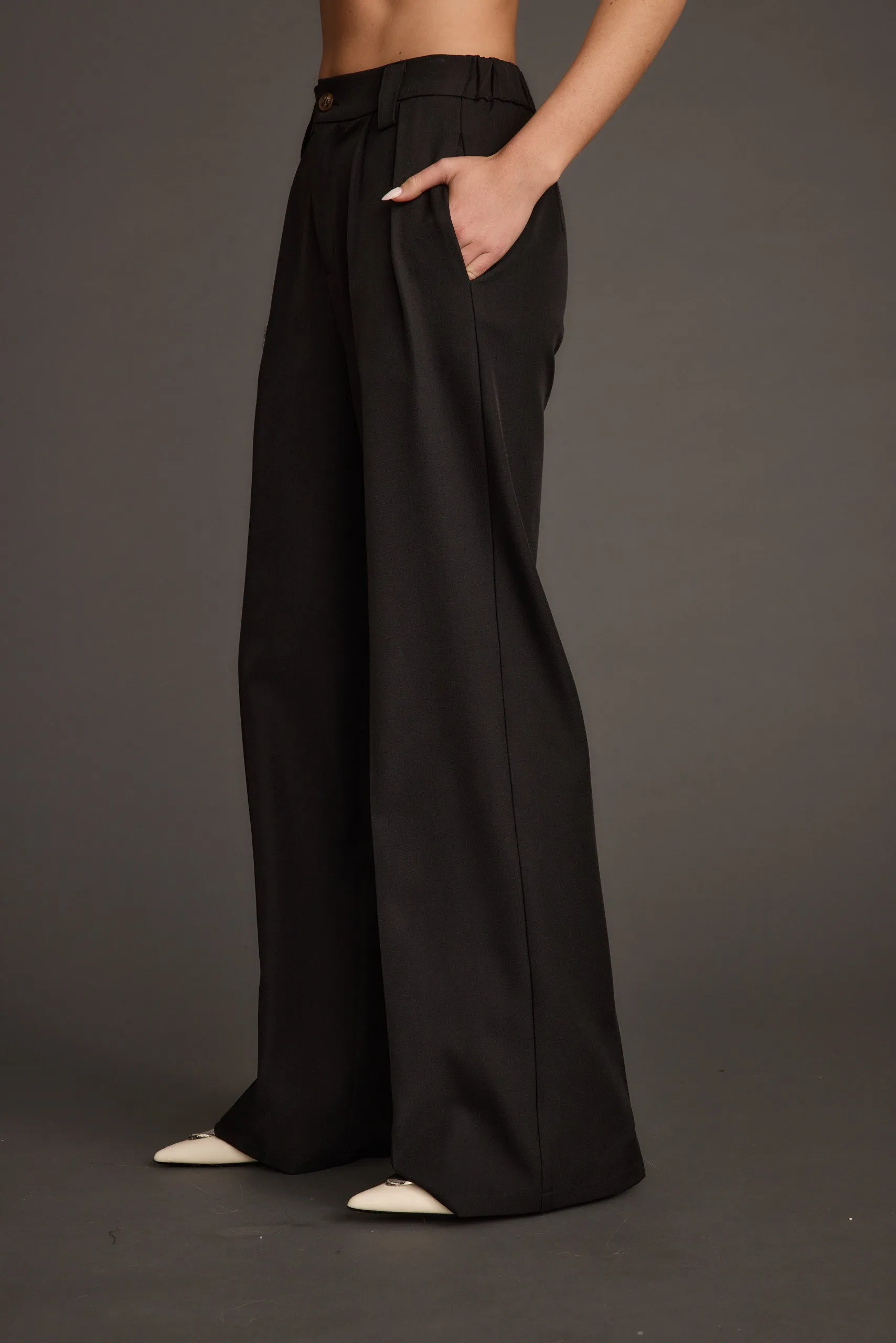 Weiss Black Wide Leg Trousers