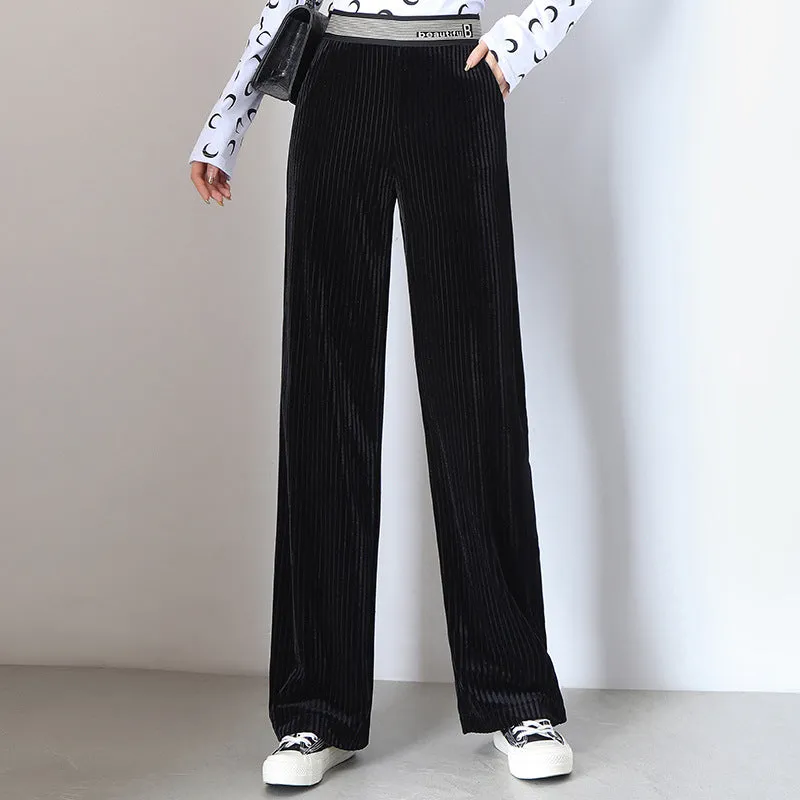 Wide Leg Women Thin Loose High Waist Drape Straight Casual Pants