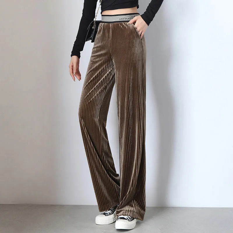 Wide Leg Women Thin Loose High Waist Drape Straight Casual Pants