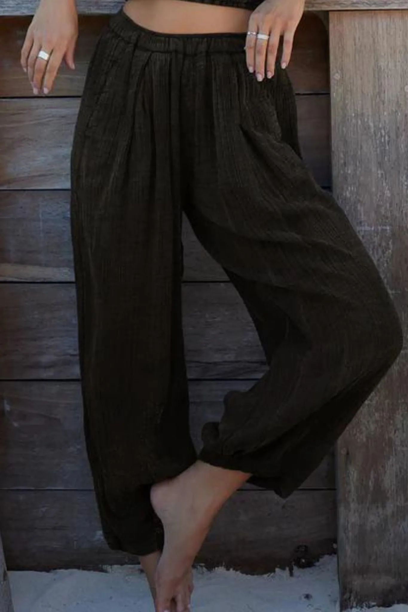 Z Supply: Step Out Gauze Pants in Black