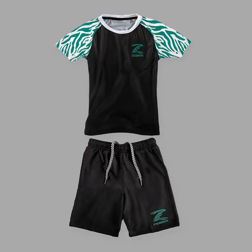 Zebra Kidz Ranked NoGi Set - Green - Short Sleeve